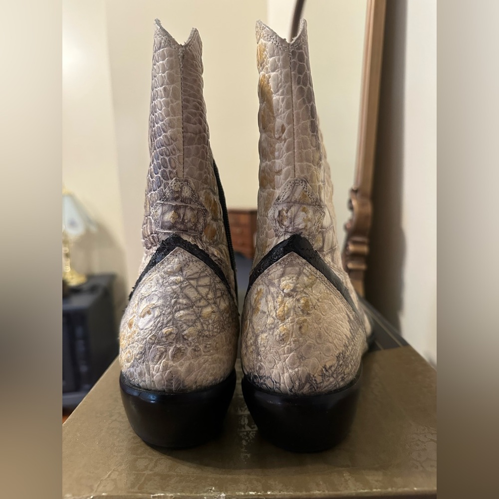 Jo ghost Exotic Snakeskin Western Boots in Cream and Brown - Picture 3 of 7